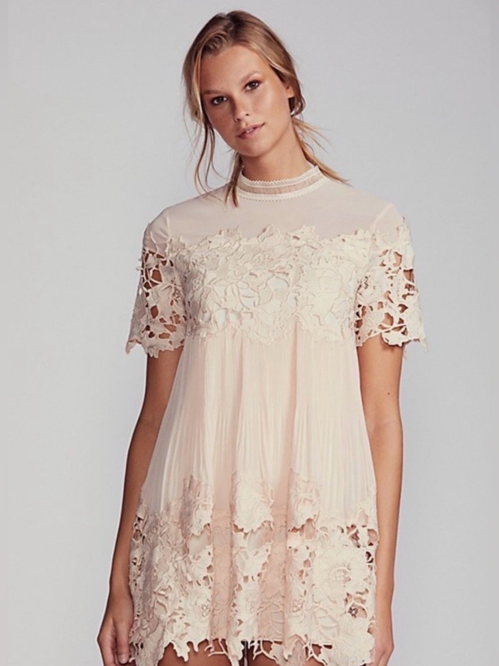 Free People X Saylor Hollie Mini Dress Blush L NWOT